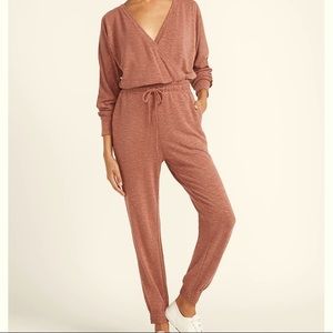 Express Maroon Lounge Jumpsuit